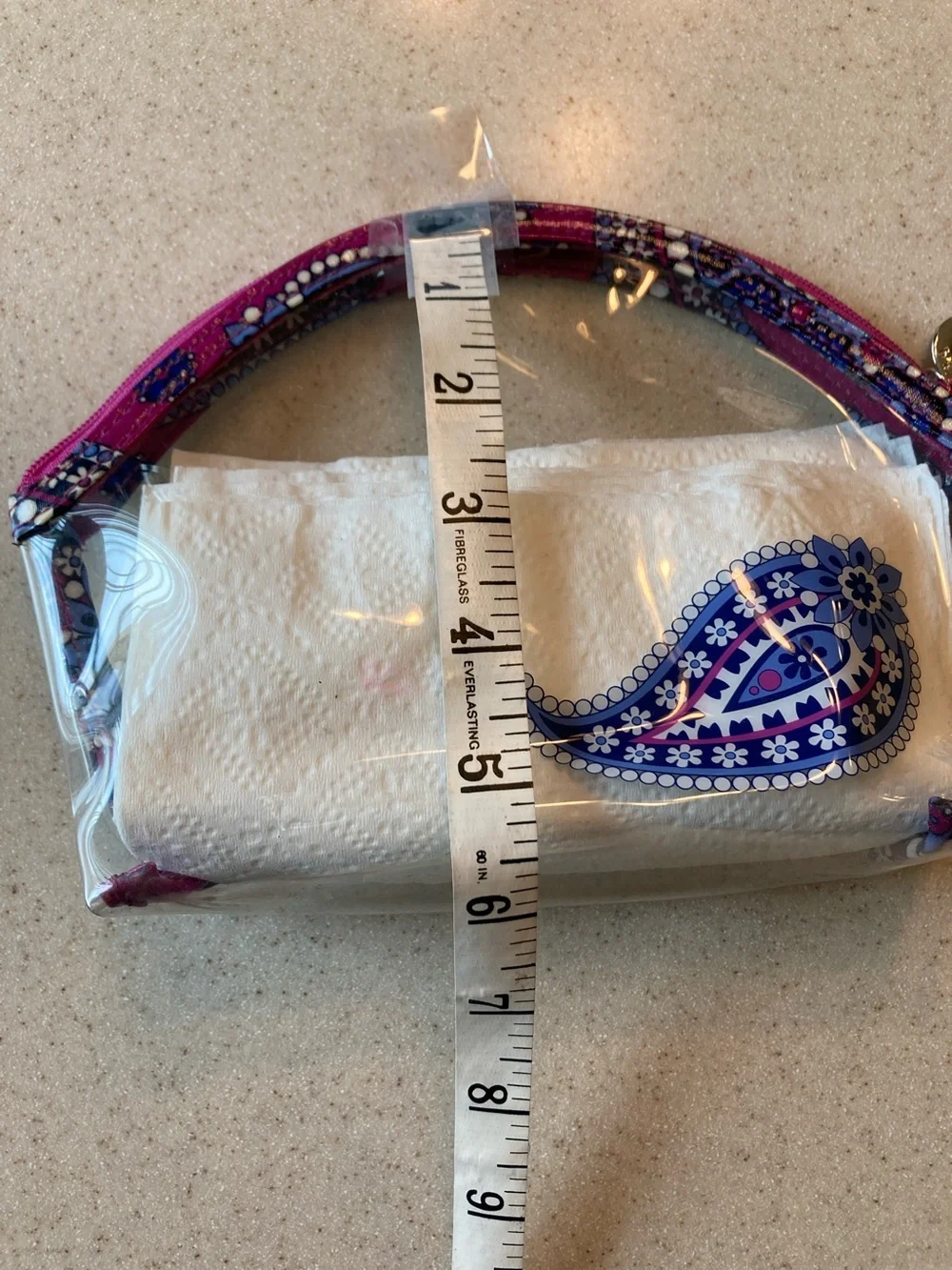 NWOT Vera Bradley Clear Cosmetic Zip Pouch Boysenberry Pattern Trim